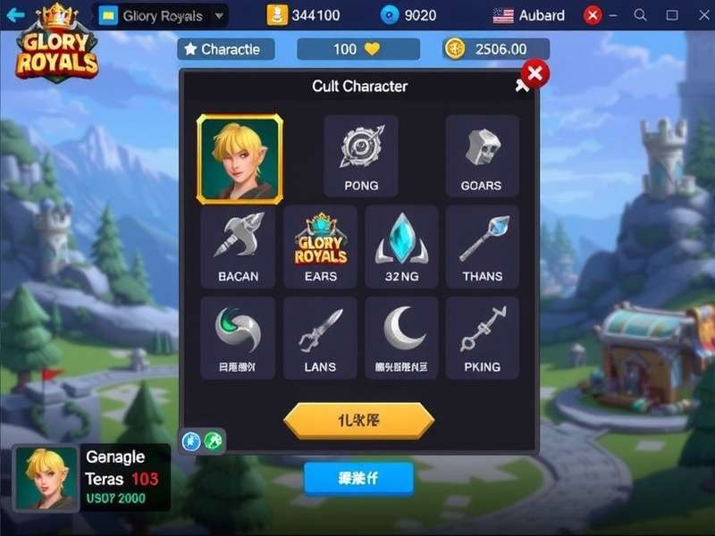 Glory Royals Legend Character Selection Screen